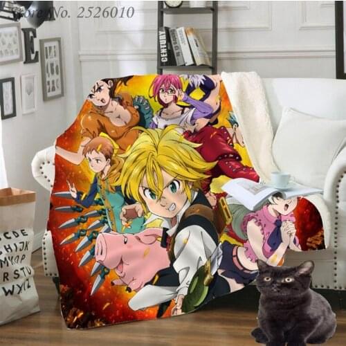 Throw blanket The Seven Deadly Sins 3D Velvet Plush Blanket Bedspread For Kids Girls Sherpa Blanket Couch Quilt Cover Travel 08