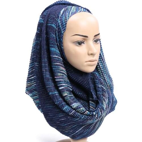 Wrinkle hijab shawls shimmer muslim glitter scarves wraps headband autumn large size pashmina new style gradient turban maxi