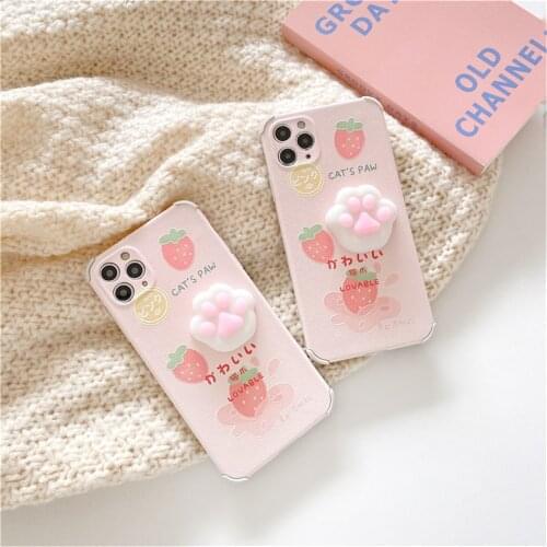 Girls Cute Cat Claw Phone Case for iPhone 11pro Max 12mini XS Max X XR Silicone Back Cover Funda for iPhone 7 8Plus SE2020 Coque