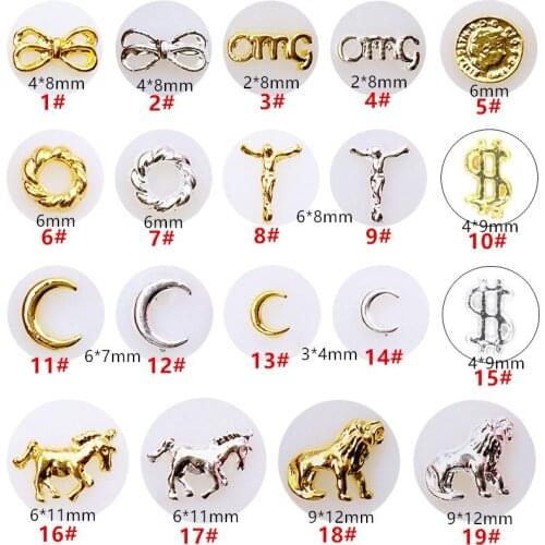10pcs/lot Japan Korea 3D Nail Art Decorations Metal Jesus Moon Bowknot Nail Accessory DIY Charm Styling Tools For Nail Art Parts