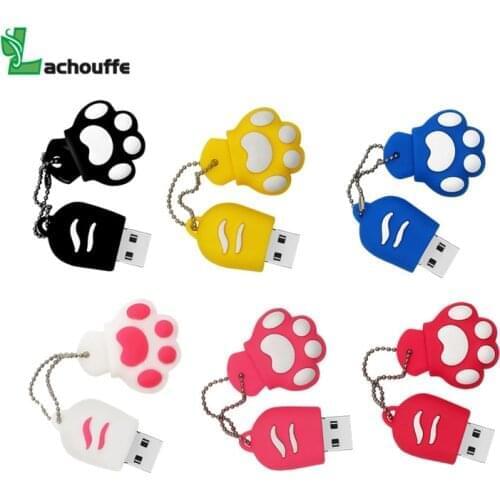 Cartoon Cat paw USB flash Drive 4GB 8gb 16gb Pen drive 32GB USB Stick Flash Drive 64GB 128GB Flash USB pendrive with Key Chain