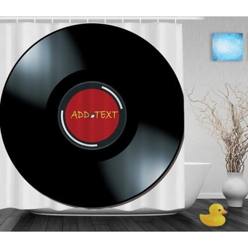 Customized Vintage Vinyl Music Record Shower Curtain Custom Text Bathroom Shower Curtains Polyester Fabric With Hooks