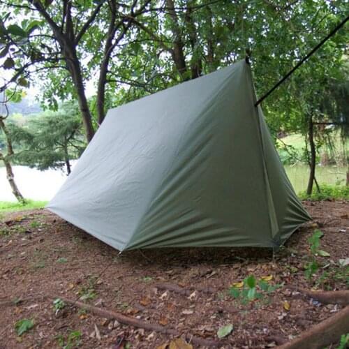 Polyester Waterproof Camping Tent 4 People Sun Rain Shelter Tent Tarp Cover, Army Green
