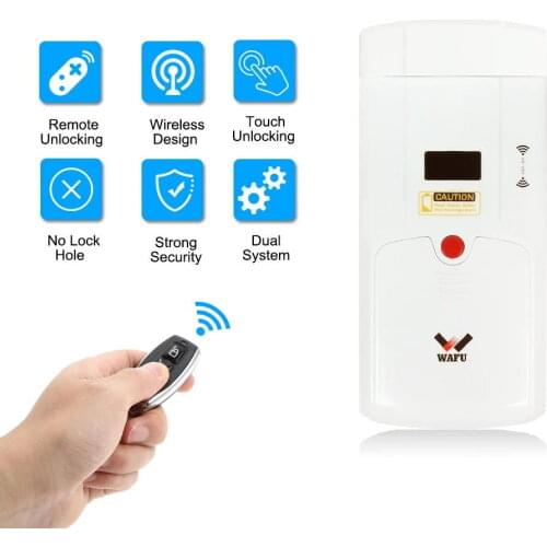 WAFU 011A Security Keyless Smart Remote Door Locks, Wireless Invisible Anti-theft Lock with 4 Remote Keys