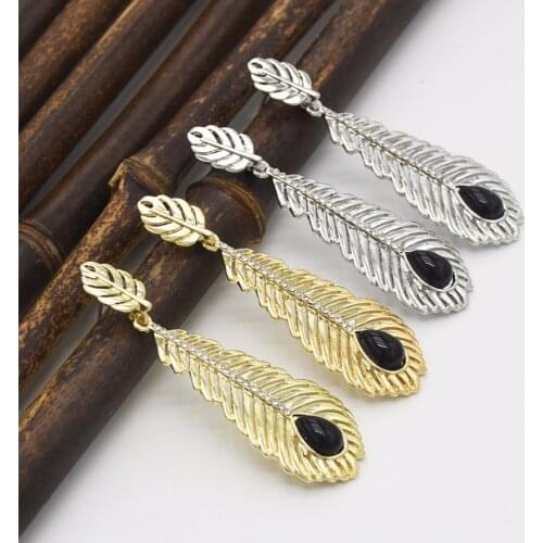 Women Big Leaf Rhinestone Drop Earring Metal Alloy Girls Gold Color Feather Long Drop Earrings Party Nightclub Punk Jewelr