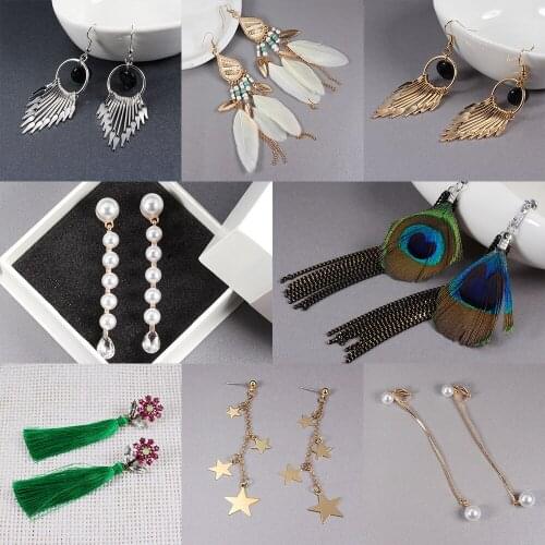 1 Pair Tassel Earrings For Women Bohemian Crystal MIild-Long Drop Earrings Ethnic Style Dangle Tassel Ear Jewelry Gift For Wife