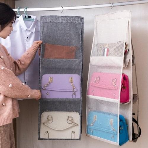 Pocket Hanging Handbag Organizer Closet Transparent Storage Bag Door Wall Shoe Bag Hanger