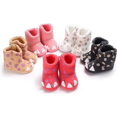 Winter baby boy girl cartoon dot cotton snow boots non-slip newborn baby warm cotton shoes