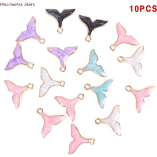 10pcs 15x18mm Exquisite Enamel Drop Oil Mermaid Tail Charms Pendant DIY Key Chain Earrings Necklace Accessories For Women Girls