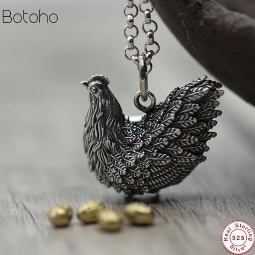 100% S925 silver colour jewelry wholesale Antique retro longevity fortune chicken Pendant 925 sterling silver colour Pendant egg