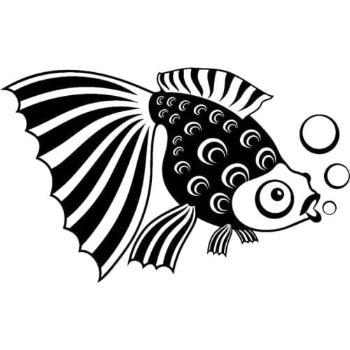 15.8cm*9.8cm Cartoon Fish Decor Stickers Decals Vinyl Black/Silver S3-6216