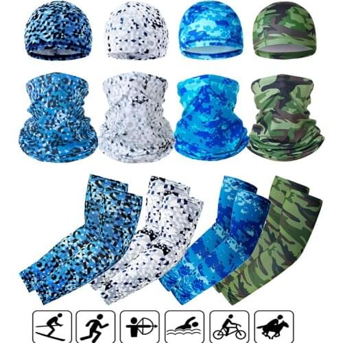 3Pcs/Set Men Arm Sleeves Cycling Running Sun Protection Cuff Cover Bicycle Sunshade Sleeve with Riding Cap Cycling Face Mask