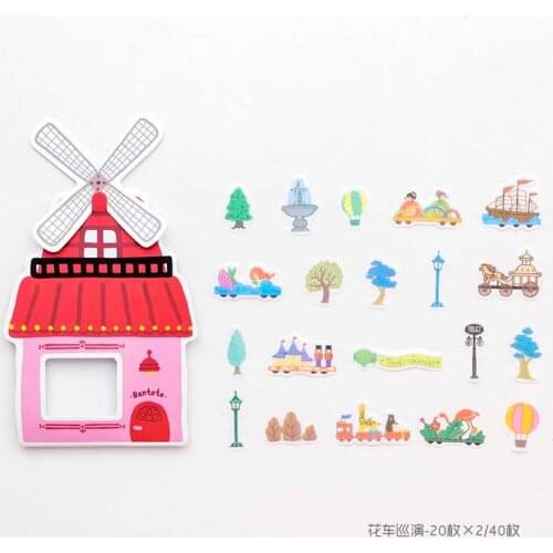 40 PCS /Bag Windmill Design Touring Show Decorative Stickers Album Notebook decoration