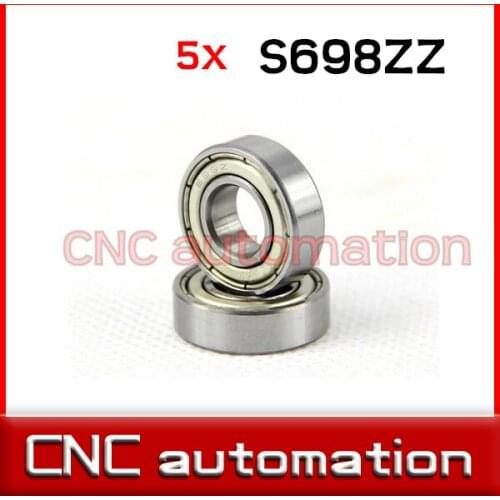 5pcs 698 S698ZZ S698-2Z 8*19*6mm Miniature stainless steel deep groove Radial shaft ball bearing