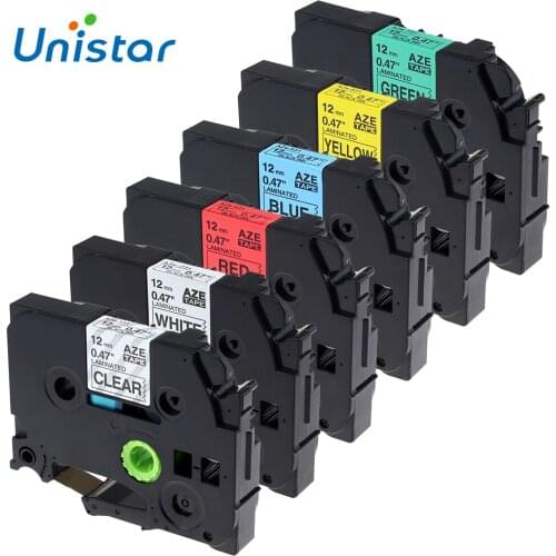 6 Pieces 12mm Compatible for Brother Laminated Label Tapes Combo Set TZe-131 TZe-231 TZe-431 TZe-531 TZe-631 TZe-731 Tze 231
