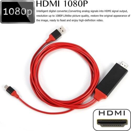 8 Pin to HDMI Cable HDTV TV Digital AV Adapter 2M USB HDMI 1080P Smart Converter Cable for Apple TV for IPhone HD Plug and Play