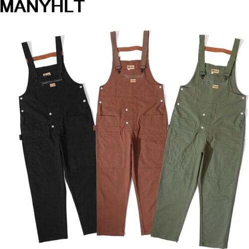 Ami Khaki Overalls New Mens Jumpsuit Casual Loose Straight-leg Pants Popular In 2021 Cargo Pants Streetwear Overalls Men