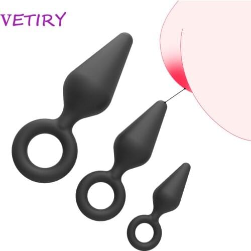 VETIRY Silicone Anal Plug with Pull Ring For Beginner Butt Plug Anus Stimulation Sex Toys for Women Men Masturbation S/M/L
