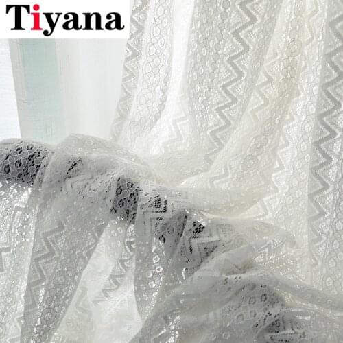 Romatic White Lace Tulle Curtain For Living room Bedroom Voile Sheer Window Screen Curtain for Kitchen Lace Blinds Drapes JK103Y