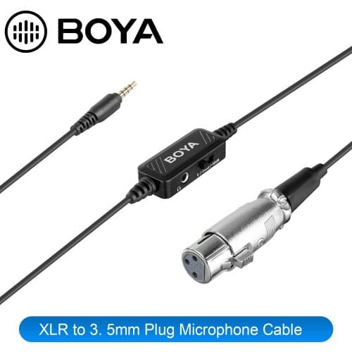 BOYA BY-BCA6 XLR to 3.5mm TRRS Adapter Cable Microphone Audio Gain Output Splitter Headphone Monitor for Smartphone 6 Meters