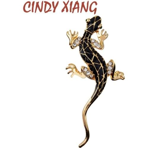 CINDY XIANG Lizard Rhinestone Brooch Pins For Men Enamel Animal Geckos Brooches Clothes Jewelry Vintage Metal Brosch New Fashion