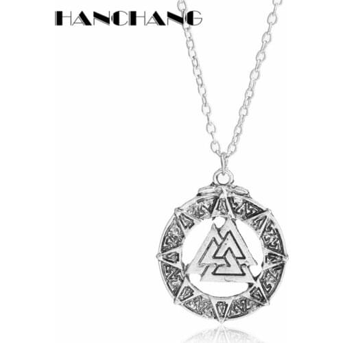 Mens Fashion Personality Jewelry Triangle Necklace The Vikings Charms Pendants Necklace Vintage Accessories Chain Link Collier