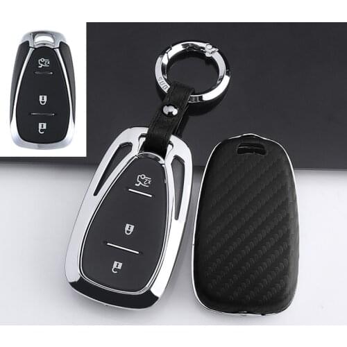 Carbon Fiber pattern Car Key Cover Case Bag For Chevrolet cruze spark camaro Volt Bolt Trax Malibu 2016 2017 2018 Accessories