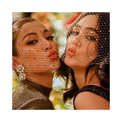 Black Face Veils Bridal Net Birdcage Large-Hole White Charming Billing Drill Wedding Hair Accessories For Party