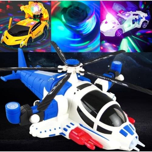 Deformation Combat Helicopter Car Toy Vehicles Stunt Trucks Cars Babys Funny Electric Toys for Toddlers Kids Boys Gifts Children