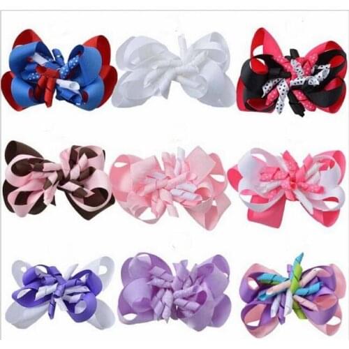 Girl 4" Layered Korker Hair accessories Bow Clips Curly Ribbon Boutique corker Hair bands Kids Hairpin Handmade Headwear 1pair