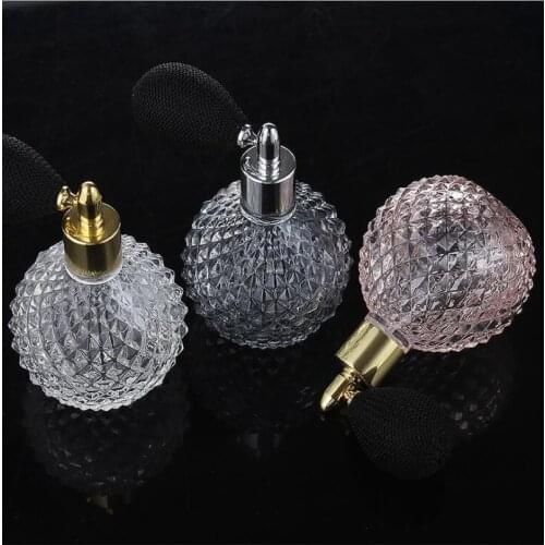 100ML Unique Perfume Bottles Portable Vintage Crystal Glass Perfume Bottle with Atomizer Empty Cosmetic Mini Refillable Bottles