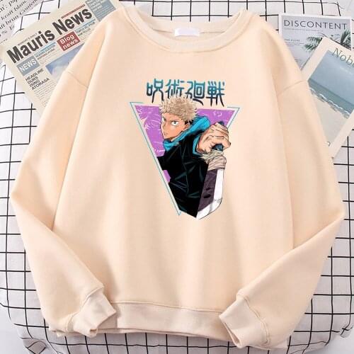 Jujutsu Kaisen Anime Print Sweatshirt Casual O-Neck Clothing For Men Autumn Fleece Tracksuit Men Warm Oversized Hoodie For Male