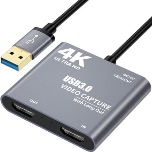 4K 1080P USB 3.0 to HDMI-compatible Video Audio Game Capture Card With Loop Out Full 1080p 60 Record Via DSLR Camcorder