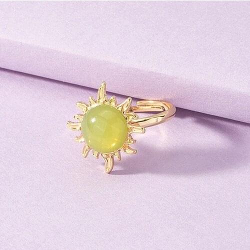 Vintage Opal Rings For Women Stainless Steel Sun Rings Moonstone Ring Two Colors Accessories Jewelry Gift Best Friend Mom