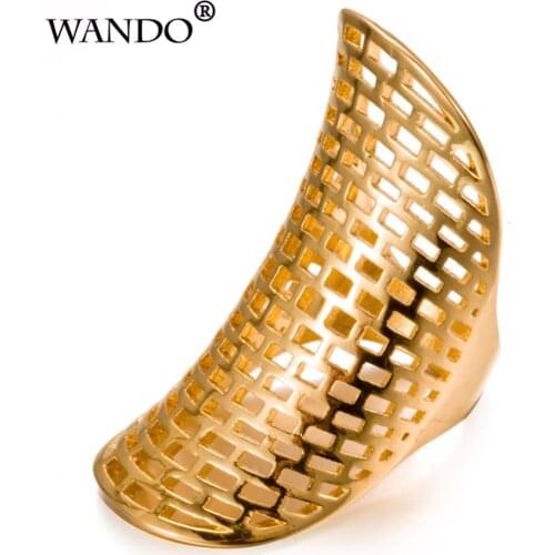 WANDO Hollow Out 24K Gold Big Rings For Women Wedding gift ringNigeria Africa Ethiopia New Arrival Fashion Exaggerate