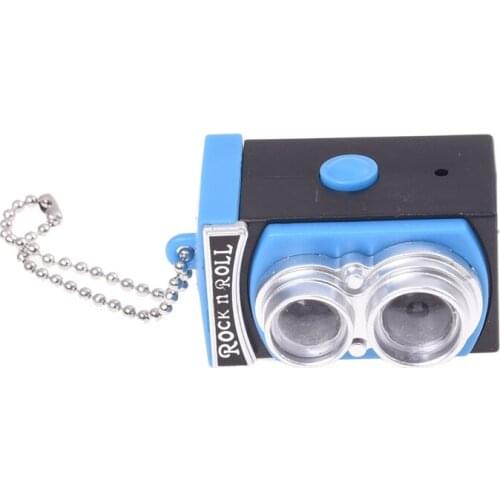 Cute Mini Double Twin Lens Reflex TLR Camera Style LED Flash Light Torch Shutter Sound Keychain