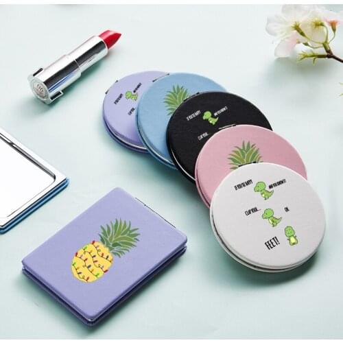 Fashion Makeup Mirror with Double Sides Cartoon Cute Pineapple Travel Portable Magnifying Pocket Compact Cosmetic Vanity Mirrors