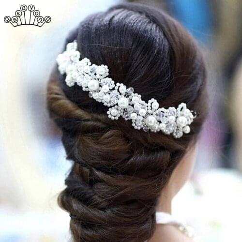 Fashion Bridal Wedding Headpieces Hairbands Jewelry Handmade Weave White and Red Pearl wedding Hair Accessories