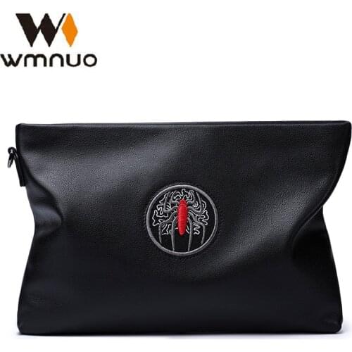 Wmnuo Clutches Men Genuine Cow Leather Hand Bag Male Clutch Wallets Purse Men Business Bag Personality Designer Casual Ipad Bag