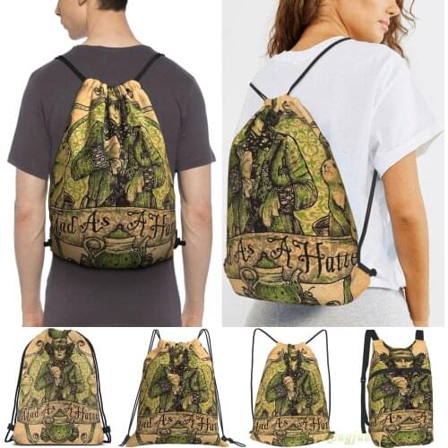 Men Sackpack Strap Bags Mad As A Hatter Women Purpose Drawstring Backpacks Outdoor Travel Backpacks For Gym Training Fitness Bag