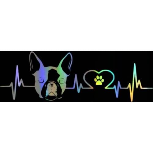 DecalsMe Car Sticker 20CM Boston Terrier Ecg Vinyl Decoration Decal Reflective 3D Stickers On Car Warning Sign Viny Car Styling