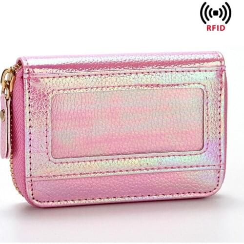 New 1PCS Business Card Holder Leather Credit Card Holder Women Zipper Pocket Unisex Card Case Zipper Coin Purse