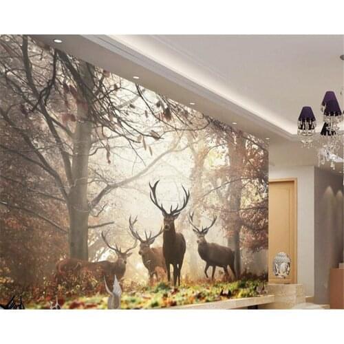 Beibehang wallpaper for walls 3 d Retro nostalgic style forest deer mural TV wall 3d wallpaper papel de parede papier peint