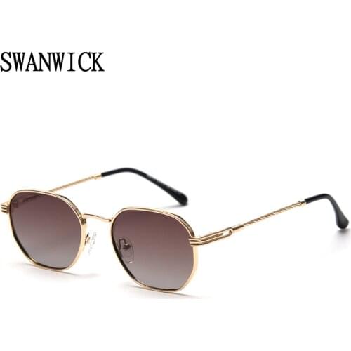 Swanwick retro square sunglasses men polarized metal sun glasses brown orange lens women unisex high quality driving hot selling