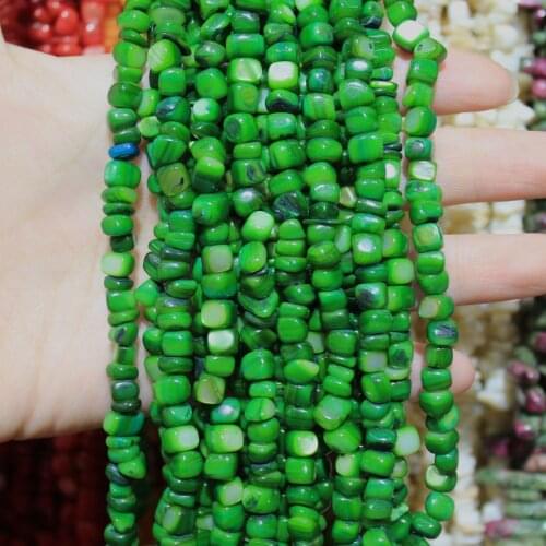 Wholesale Gravel Irregular Square Shape Dye Green Shell Conch 5-7mm Stone Beads For Jewelry Making DIY Bracelet Necklace 34