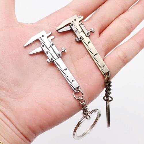 Portable 0-4cm Mini Vernier Calipers Keychain Measuring Gauging Tools Key Ring Style Simulation Model Ruler Vernier Caliper