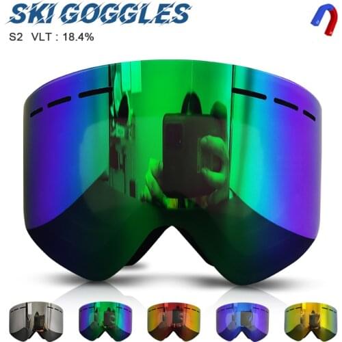 Professional Ski Goggles with Magnetic Snowboard goggles Mask For Men Women Skiing Eyewear UV400 snow lenses Double Anti-Fog