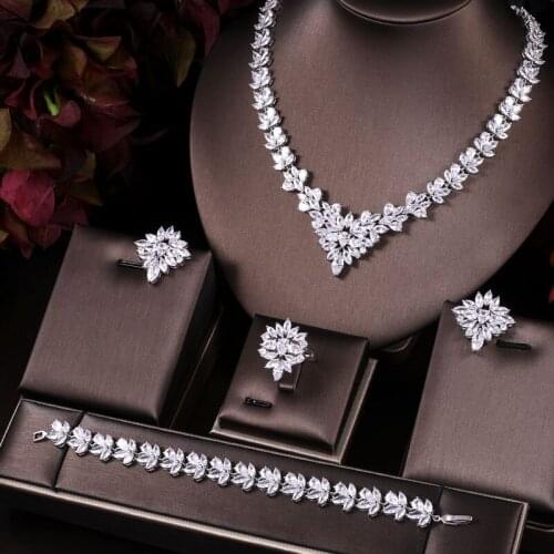 Luxury Sparking Brilliant Cubic Zircon Drop Earring Necklace Heavy Dinner Jewelry Sst Wedding Bridal Dress Accessories