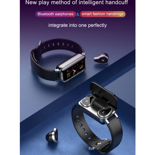 SOUMETIN T89 TWS Color Screen 2-in-1 Bluetooth Wristband Earphone Single Touch Support Call Music Sports Headset Smart Watch