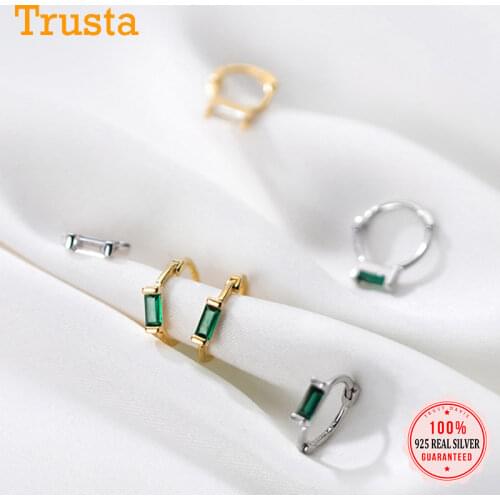 Trustdavis Real 925 Sterling Silver Fashion Geometry Dazzling CZ Mini Hoop Earring For Women Wedding Party S925 Jewelry DA1821